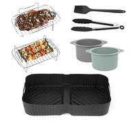 Pietuley Silicone Air Fryer Liners for Ninja Flex Drawer Air Fryer Accessories AF500UK/ Ninja Foodi Flexdrawer Dual Air Fryer 10.4L, Including Air Fryer Racks Large Poached Egg Moulds (Set of 7)