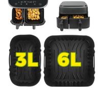 Pietuley Silicone Air Fryer Liners for Philips Dual Basket Air Fryer 3000 Series 6L/3L, Reusable Dual Air Fryer Accessories for Philips Dual Basket Airfryer NA350/00 9L, Tefal Easy Fry 5.2L/3.1L
