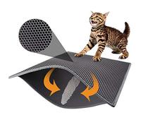 Pieviev Cat Litter Mat Litter Tray Mat of Large Size Double Layer Honeycomb Large Holes Design EVA Material Non-BPA, Soft on Paws and Washable (76X61cm Gray)