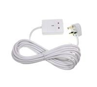 Pifco 1 Way UK 3Pin Plug Extension Lead with 3 Metre Cable - Neon Power On Indicator - White