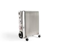 PIFCO 2500W White 11 Fin Oil Filled Radiator With Timer - 3 Heat Settings 1000W, 1500W, Energy Efficient - 24hr Heater for Home, Office - Free Standing, 203885