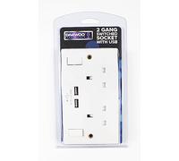 PIFCO ela1152 Double Wall Socket with 2 x USB Charger, White