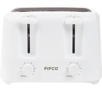 PIFCO® Essentials White Toaster 4 Slice - Dual Control with 6 browning Levels & Anti-Jam Function - Easy to Clean with Removable Crumbs Tray 1400W