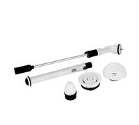 Pifco P29016 Electric Power Scrubber, Cordless Rechargeable Design, 300 RPM Spin Power, 3 Replaceable Brush Heads and Extendable Handle for All Your Cleaning Needs, Up to 45 min Run Time, 4 W, White