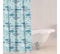 Sabichi Shower Curtain Baby Fish PEVA – 180x180 cm, Multicolour, BPA-Free, 12 Plastic Hooks