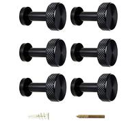 Piffny Screw Mount Round Hooks Constructed of Stainless Steel for Towels, Robes, Hats, Jackets in The Bathroom, Bedroom, Kitchen, Entry, and Backyard BBQ Pool Deck - Knurled Black, 6 Pack