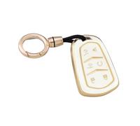 PIFOOG TPU Key Fob Cover Bling Keychain White Big Gold Edge