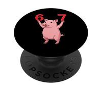 Pig 67 Meme Six Seven Funny PopSockets Adhesive PopGrip