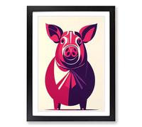 Pig Art Deco Style Vol.2 Framed Print | A2 Black Framed Wall Art | Ready to Hang | Art Deco Nature Picture | Living Room Bedroom Lounge Office