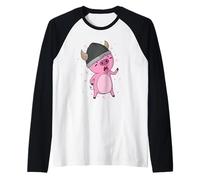 Pig as Viking Raglan Baseball Tee