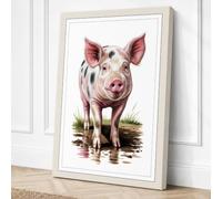 Pig at Rest Rustic Canvas Wall Art Print 24x16 Inch (61 x 41 cm)