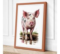 Pig at Rest Rustic Canvas Wall Art Print 36x24 Inch (91 x 61 cm)