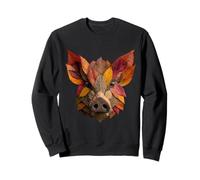 Pig Autumn Leaves Artistic Farm Animal Art Fall Aesthetic Sweatshirt