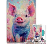 Pig Baby Oil Painting Adult Jigsaw Puzzles 1000,Learning Educational Toys Family Games with Matching Poster And Trivia Sheet 50x75cm