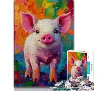 Pig Baby Oil Painting Jigsaw Puzzles for Teenagers 1000 Piece Puzzle,family Fun Games Is Ideal As A Gift for The Whole Family 50x75cm