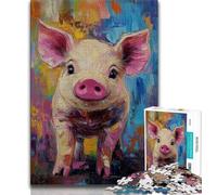 Pig Baby Oil Painting JigsawPuzzle 1000 Pieces for Adults,Family Game Stress Reliever Difficult Challenge Secret Santa Gifts (38x26cm)