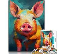 Pig Baby Painting Puzzles for Adults Teens 1000pc Puzzle,Toys Educational Games Stress Relieving Wishlist with Santa Claus (50x75cm)
