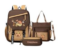 Pig Backpack for Girls - Caribbean Capybara School Backpack | Waterproof Cartoon School Bag with Case for Children, Teens and Students | Everyday Life, multi-coloured, D, Please refer to description