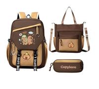 Pig Backpack for Girls - Caribbean Capybara School Backpack | Waterproof Cartoon School Bag with Case for Children, Teens and Students | Everyday Life, multi-coloured, A, Please refer to description