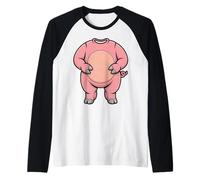 Pig Body Costume Lazy Halloween Trick or Treat Raglan Baseball Tee