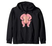 Pig Body Costume Lazy Halloween Trick or Treat Zip Hoodie