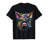 Pig Colorful Geometric Animal Lover Art Graphic Pig T-Shirt
