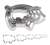 Pig Cookie Cutter Set - Sharp & Stainless Steel Cooking Utensils, Fun Piggy Shapes for Kids, Pan Dulce, Biscuit, Fruits & Crafts - Dishwasher-Safe 5-Piece Bakery Supplies by Sweet Cookie Crumbs