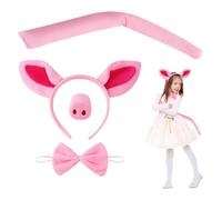 Pig Costume Set Including Ears Nose Bow Tie and Tail Pink Animal Pig Ear Headband Pig Costume Kit Accessories for Theme Party Carnival Bow Tie Halloween Cosplay Party Decoration