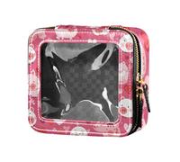 Pig Country Style Valentine's Day Peach Waterproof Clear Makeup Bag Leather Toiletry Bag Cosmetic Bags for Flying