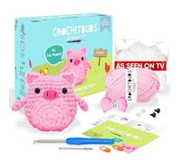 Pig Crochet Kit | For Beginners, Couples, Date Night, Kids, Adults, Animal Lovers, & Anime Lovers | DIY Gift Kit | Instructions, Yarn, Hook, Pattern, Video & Written Tutorial | Make Game Night Fun