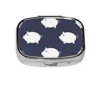 Pig Cute,Meta Pill Box 2 Compartment Medicine Case,Portable Organizer,Rectangle Meta Portable Organizer Pill Box 531 Compartment Medicine Case