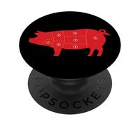 Pig Cuts Pork Chops Bacon Butt Pig Hog Swine Butcher Diagram PopSockets Adhesive PopGrip