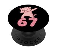 Pig Dabbing 67 Meme Six Seven Funny Gen Alpha PopSockets Adhesive PopGrip
