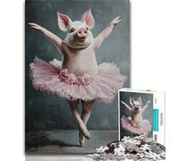 Pig Dancing Ballet Jigsaw Puzzles for Teenagers 1000 Jigsaws,Toys Educational Games Stress Relieving Suitable for Desktop Decoration (50x75cm)