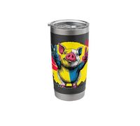 Pig Double Peace Retro Pop Character Graphic Art Sign Funny Stainless Steel Insulated Tumbler