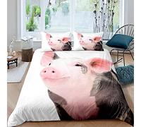 Pig Duvet Cover Cute Pig Bedding Set Single Size Zoo Quilt Cover Happy Farm Animal Comforter Cover with Zipper Closure for Kids Boys Girls Teens 1 Duvet Cover with 1 Pillow Case