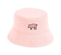 Pig Embroidered Bucket Hat for Kids - Cute Pig-Themed Sun Hat for Boys & Girls, Lightweight Cotton Outdoor Cap Pink