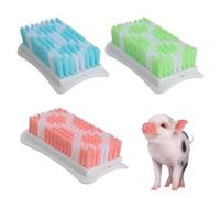 Pig Enrichment Toy, 3PCS Pigs Self Cleaning Brushes with Hanging Loop Wall Mountable Pet Scratching Tool for Pens, Barns, or Yards