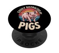 Pig Enthusiast Easily Distracted By Pigs Lovers PopSockets Adhesive PopGrip