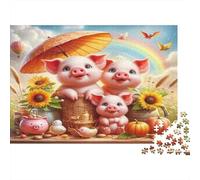 Pig Family - Harvest Joy Jigsaw Puzzle Harvest Joy 1000 Pieces Recycled Paper Adults Jigsaws Impossible Difficult Challenge Brain Thinking Family Game Gift 70x50cm/1000pcs