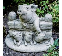 Pig Family Stone Cast Garden Ornament Stoneware Statues