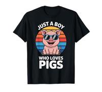 Pig Farmer Just A Boy Who Loves Pigs Country Kid T-Shirt