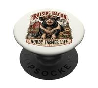Pig Farmer Raising Bacon Hobby Farmer Life Funny Homesteader PopSockets Adhesive PopGrip