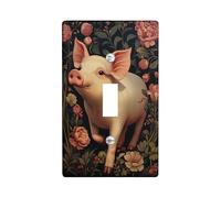 Pig Floral Light Switch Cover Plate, Peach Floral Design for Home Decor, Autumn Country Style Wall Accents, Thermoplastic Standard Size Single Toggle