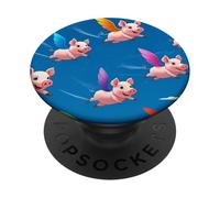 PIG FUNNY FLYING WINGED PIGS COLOURFUL PopSockets Adhesive PopGrip