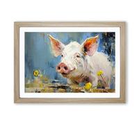 Pig Gestural Framed Print | A2 Oak Framed Wall Art | Ready to Hang | Eclectic Historical Picture | Living Room Bedroom Lounge Office
