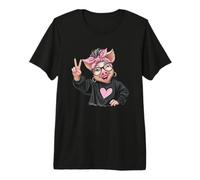 Pig Girl Winking Face Peace Sign Streetwear Pop Graphic Premium T-Shirt