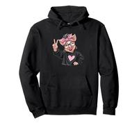 Pig Girl Winking Face Peace Sign Streetwear Pop Graphic Pullover Hoodie