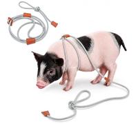 Pig Harness & Leash, Escape Prevention Adjustable Rope, All in One Design, All Life Stages Small to Medium Mini Pigs-5 Feet Long-Grey