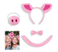 Pig Head Shaped Suit, Cute Suit, Clothing and Accessories for Boys and Girls, Including Pink Pig Ears, Nose, Bow Tie and Tail, Cute and Lively, Suitable for Birthday Parties, Masquerade and Other Occa